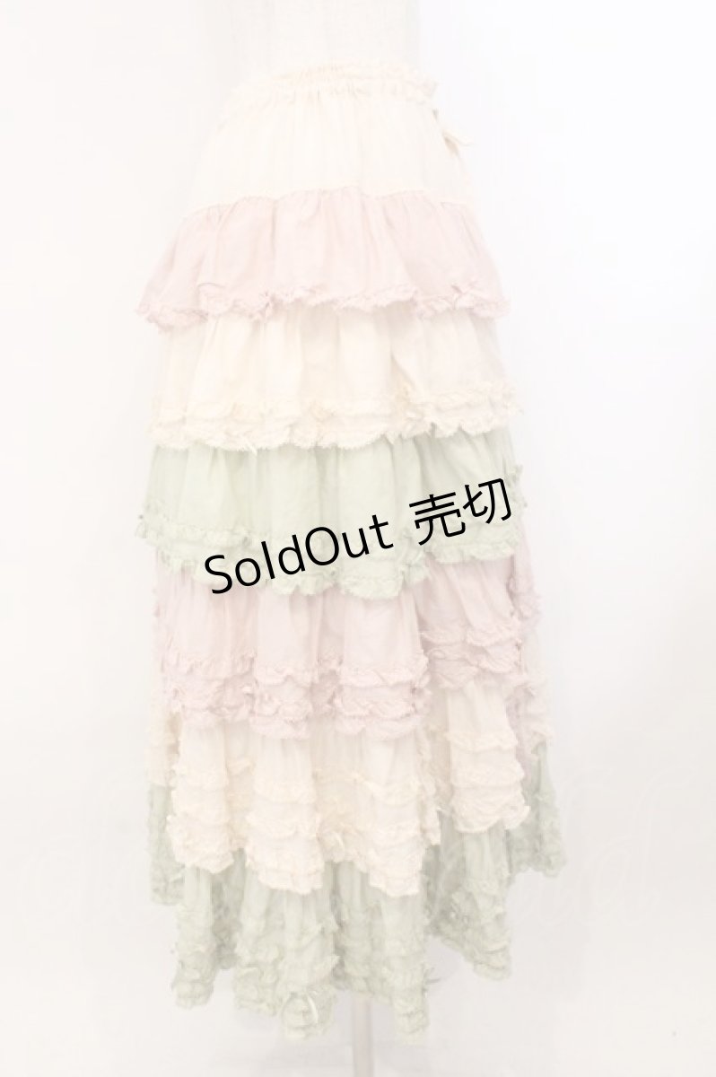 画像4: PINK HOUSE / 配色フリルスカート  ピンク×ハッカ O-26-02-21-017-LO-SK-OW-OS (4)
