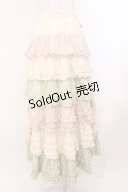 画像4: PINK HOUSE / 配色フリルスカート  ピンク×ハッカ O-26-02-21-017-LO-SK-OW-OS