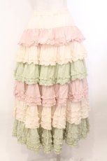 画像5: PINK HOUSE / 配色フリルスカート  ピンク×ハッカ O-26-02-21-017-LO-SK-OW-OS (5)