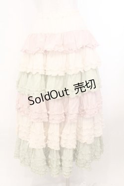 画像5: PINK HOUSE / 配色フリルスカート  ピンク×ハッカ O-26-02-21-017-LO-SK-OW-OS