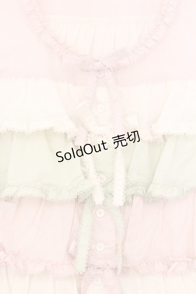 画像2: PINK HOUSE / 配色フリルブラウス  ピンク×ハッカ O-26-02-21-018-LO-BL-OW-OS (2)