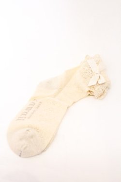 画像1: axes femme kawaii / 透かしレースアップ柄ソックス  ベージュ O-26-02-22-082-AX-ZA-OW-OS