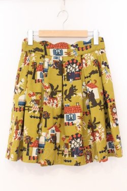画像1: Jane Marple / Wolf and Seven kidsプリントのミニスカート M イエロー O-26-02-23-026-JM-OP-OW-OS