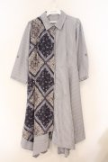 axes femme / 柄切替イレヘムシャツワンピース M ブルー系 O-26-02-23-030-AX-OP-OW-OS