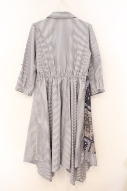 画像2: axes femme / 柄切替イレヘムシャツワンピース M ブルー系 O-26-02-23-030-AX-OP-OW-OS