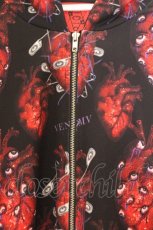 画像2: ALTER VENOMV / ハートセーフティーピンショートパーカー M ブラックｘレッド O-26-02-23-043-PU-TO-YM-ZT052 (2)