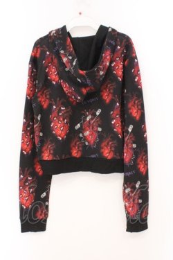 画像3: ALTER VENOMV / ハートセーフティーピンショートパーカー M ブラックｘレッド O-26-02-23-043-PU-TO-YM-OS