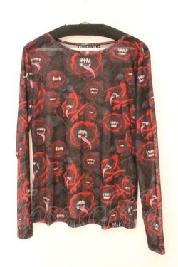 画像1: KILL STAR / 総柄メッシュトップス L ブラックｘレッド O-26-02-23-044-SL-TO-YM-OS