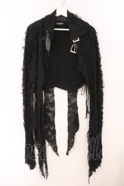 画像1: DARK RED  RUM / オパールダメージショートカーディガン  ブラック O-26-02-23-045-HN-TO-OW-OS