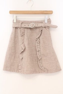 画像1: Honey Cinnamon / 起毛チェックビジューバックルスカート F ベージュ O-26-02-23-048-LO-SK-OW-OS