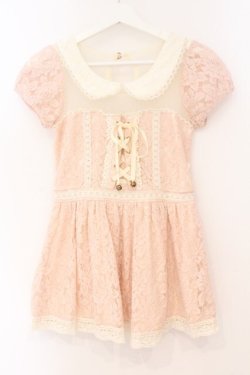 画像1: LIZ LISA / フロントレースアップ総レーストップス  ピンク O-26-02-23-057-LO-TO-OW-OS