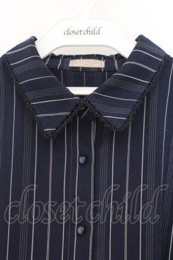 画像2: axes femme POETIQUE / アシメシャツワンピース M ネイビー O-26-02-23-061-AX-OP-OW-OS