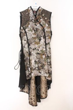 画像1: Qutie Frash / 和柄チャイナワンピ  ブラウン O-26-02-23-071-QU-OP-OW-OS