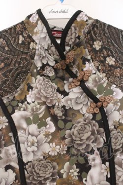 画像2: Qutie Frash / 和柄チャイナワンピ  ブラウン O-26-02-23-071-QU-OP-OW-OS