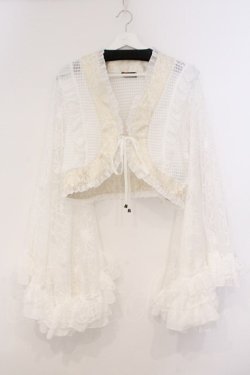 画像1: Qutie Frash / 蜘蛛メッシュショートカーディガン  ホワイト O-26-02-23-073-QU-TO-OW-OS