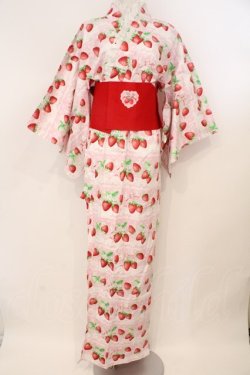 画像1: Angelic Pretty / いちごミルフィーユ浴衣  ピンク O-26-02-23-006-AP-OP-OW-OS