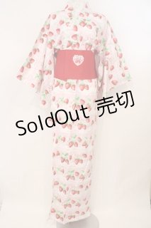 Angelic Pretty いちごミルフィーユ 浴衣・作り帯セット ミント Angelic Pretty / いちごミルフィーユ浴衣 ピンク O-26-02-23-006-AP