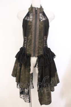 画像1: Qutie Frash / ホルターコルセットベスト  カーキ×カモフラージュ O-26-02-23-009-QU-JA-OW-OS