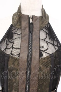 画像2: Qutie Frash / ホルターコルセットベスト  カーキ×カモフラージュ O-26-02-23-009-QU-JA-OW-OS