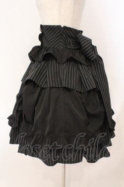 画像3: Chalmiere / ストライプフリルスカート M クロ O-26-02-23-013-0-SK-YM-OS