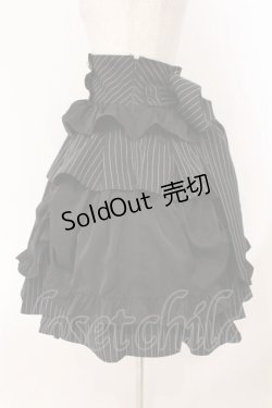 画像3: Chalmiere / ストライプフリルスカート M クロ O-26-02-23-013-0-SK-YM-OS