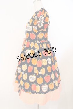 画像4: metamorphose / りんごスカラップ切替ジャンパースカート  ネイビー×オレンジ O-26-02-23-016-ME-OP-IG-OS