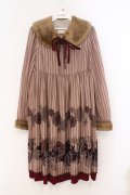 Jane Marple / ウィンターラビットワンピース M ブラウン×ボルドー O-26-02-23-017-JM-OP-OW-OS