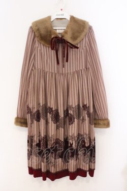 画像1: Jane Marple / ウィンターラビットワンピース M ブラウン×ボルドー O-26-02-23-017-JM-OP-OW-OS