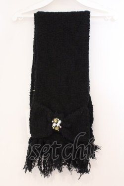 画像1: axes femme / ビジューリボンマフラー  クロ O-26-02-24-033-AX-ZA-IG-OS