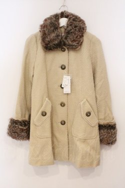 画像1: axes femme / ファー付きロービングコート M アイボリー O-26-02-24-037-AX-CO-IG-OS