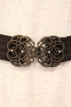 画像2: axes femme / モチーフ使いゴムベルト  ブラウン O-26-02-24-045-AX-ZA-IG-OS