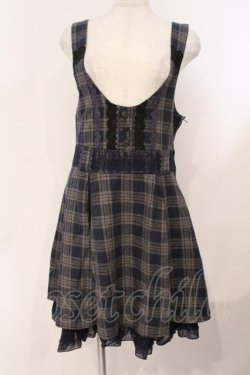 画像1: axes femme / ローズレース配色吊りスカート M クロ×ネイビー O-26-02-24-047-AX-SK-IG-OS