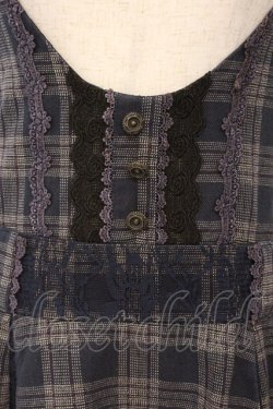 画像2: axes femme / ローズレース配色吊りスカート M クロ×ネイビー O-26-02-24-047-AX-SK-IG-OS