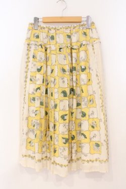 画像1: Jane Marple Dans Le Salon / Winter leafエアリースカート M イエロー系 O-26-02-24-005-JM-SK-OW-OS