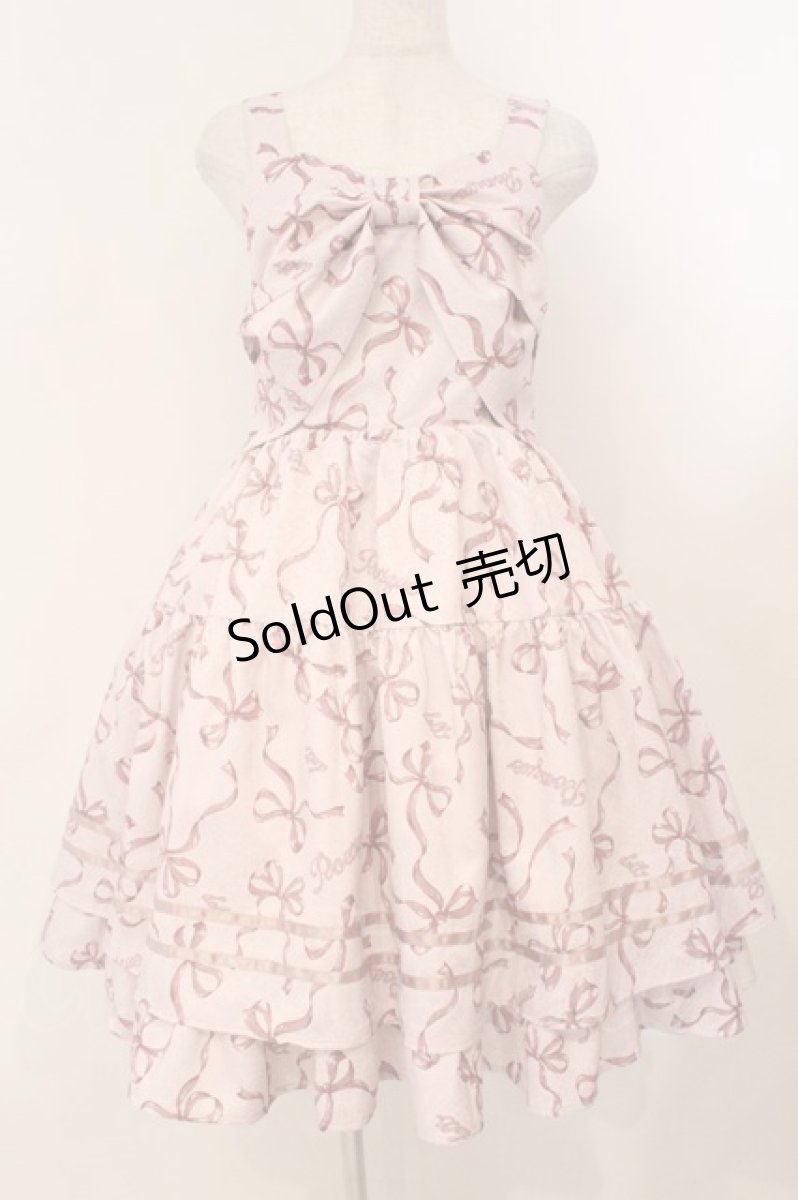 画像1: axes femme POETIQUE / リボン柄ドールジャンパースカート M ピンク O-26-02-24-057-AX-OP-IG-OS (1)