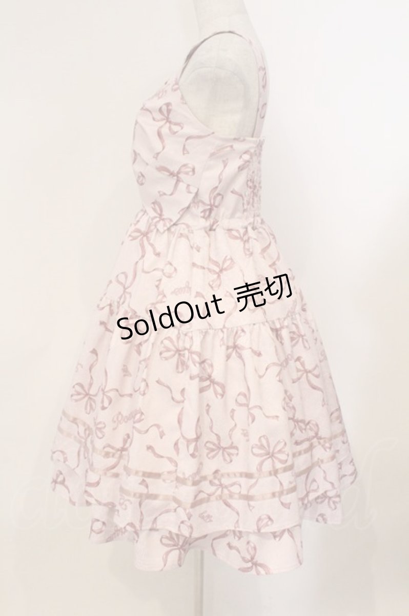 画像3: axes femme POETIQUE / リボン柄ドールジャンパースカート M ピンク O-26-02-24-057-AX-OP-IG-OS (3)