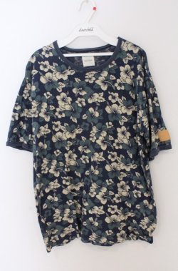 画像1: Karl Helmut / ハイビスカス柄Tシャツ L ネイビー O-26-02-24-1032-EL-TO-IG-OS