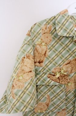 画像2: MEN'S KANEKO ISAO / うさぎ柄開襟シャツ  ミント O-26-02-24-1033-EL-BL-IG-OS