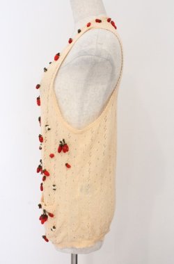 画像3: PINK HOUSE / いちごモチーフ透かし編みベスト  アイボリー O-26-02-24-1038-LO-TO-IG-OS