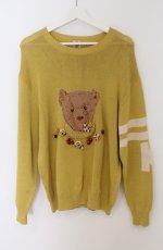 画像1: MEN'S KANEKO ISAO / モチーフ付きくまニット  イエロー O-26-02-24-1040-EL-TO-IG-ZT641 (1)