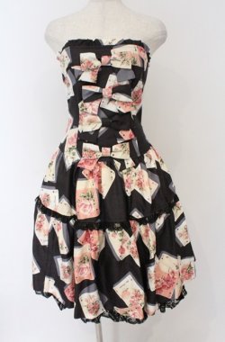 画像1: JESUS DIAMANTE / アントワーヌベアワンピ 38 トランプ薔薇柄黒 O-26-02-24-1044-JE-OP-OW-OS