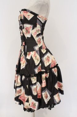画像2: JESUS DIAMANTE / アントワーヌベアワンピ 38 トランプ薔薇柄黒 O-26-02-24-1044-JE-OP-OW-OS