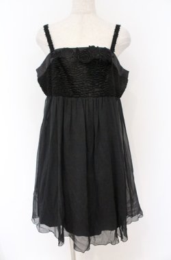 画像1: JESUS DIAMANTE / ファー切り替えワンピース 40 クロ O-26-02-24-1048-JE-OP-OW-OS