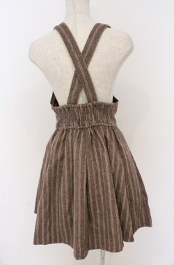 画像3: LIZ LISA / ウールストライプサスペンダースカート 0 ブラウン O-26-02-24-1050-LO-SK-YM-OS