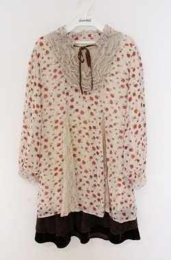 画像1: axes femme / 花柄シフォンワンピース M キナリ O-26-02-24-1006-AX-OP-OW-OS