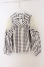 画像1: LIZ LISA / レースショルダーチェックシャツ 0 ライトグレー O-26-02-24-1060-LO-BL-YM-OS (1)