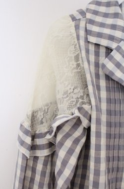 画像2: LIZ LISA / レースショルダーチェックシャツ 0 ライトグレー O-26-02-24-1060-LO-BL-YM-OS