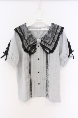 画像1: LIZ LISA / リボン衿ブラウス  グレー O-26-02-24-1002-LO-BL-IG-OS