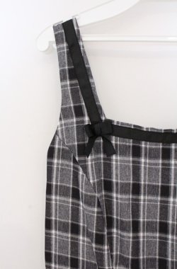 画像2: m petit by misako / リボンチェックジャンパースカート M グレー×クロ O-26-02-24-1014-LO-OP-IG-OS