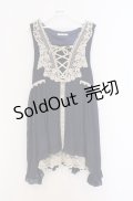 axes femme / 刺繍レースチュニック M ネイビー O-26-02-24-1018-AX-OP-IG-OS
